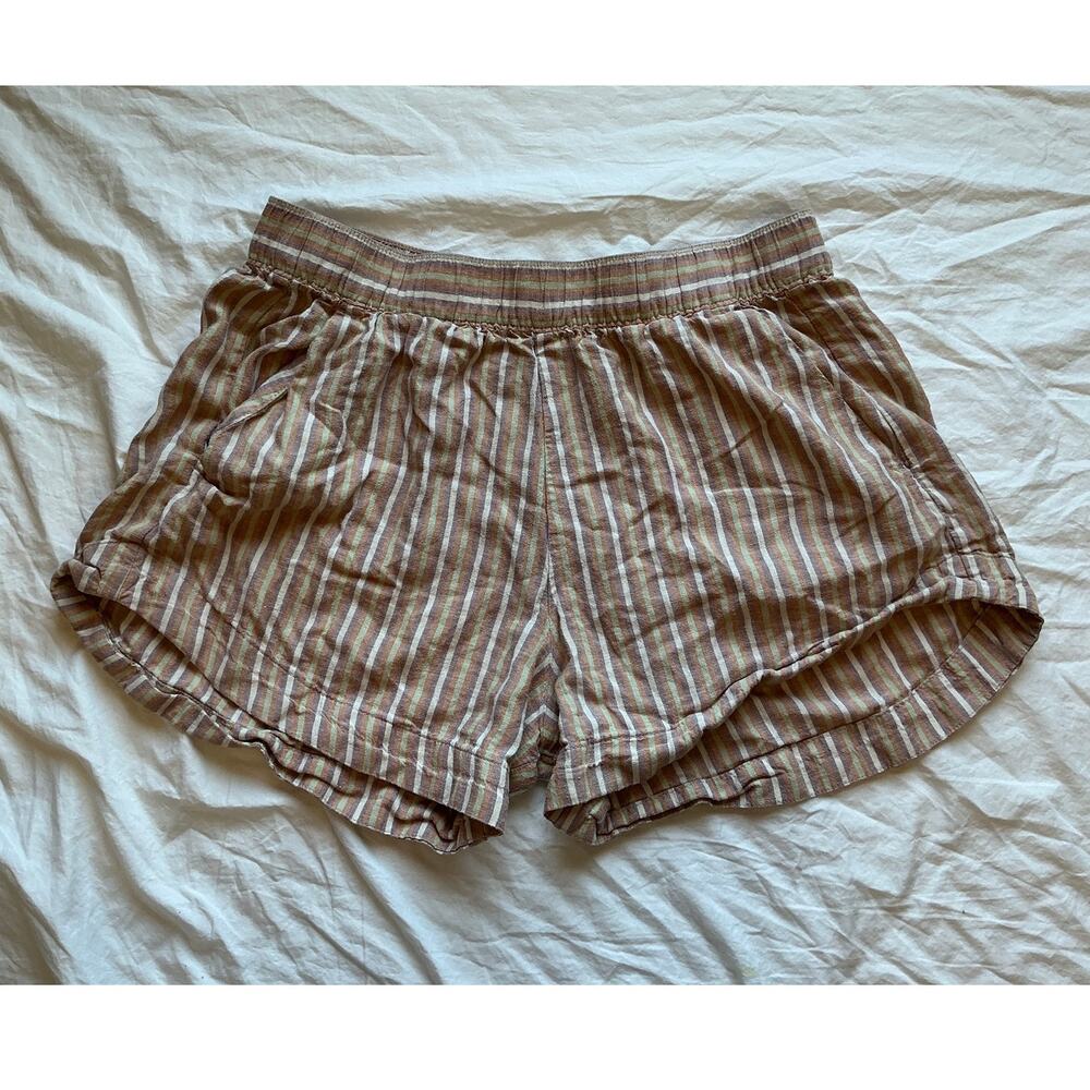 Patagonia Garden Island Striped Linen Blend Shorts Medium White/Pink